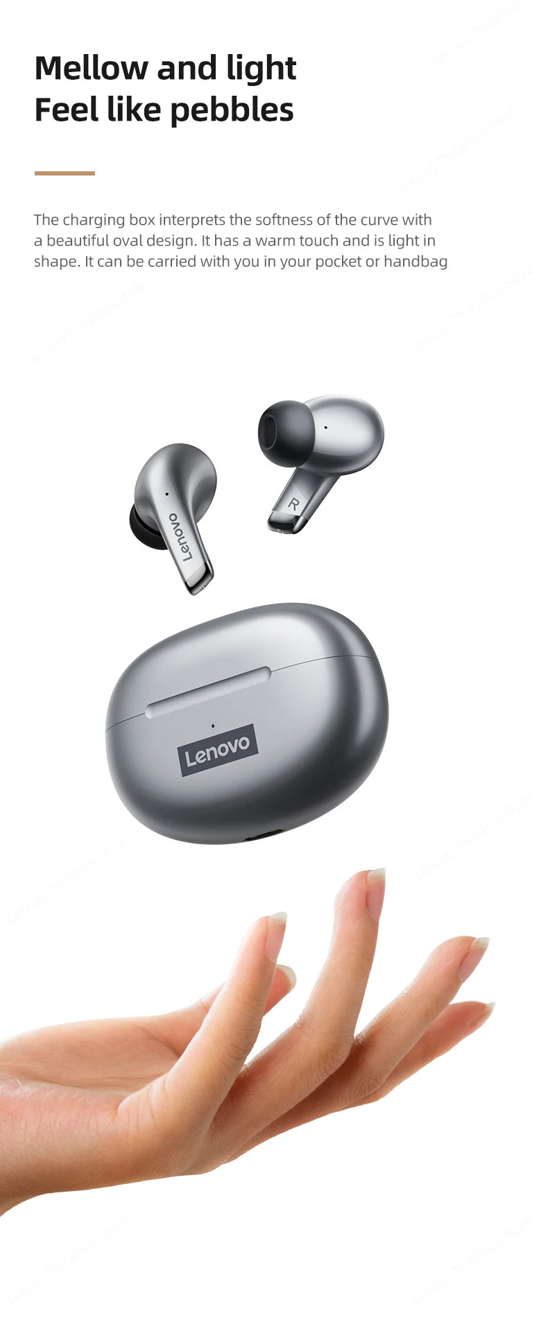 Lenovo-LP5 Fones De Ouvido Bluetooth Sem Fio, Fone De Ouvido De Música HiFi Com Microfone, Fones De Ouvido Esportivos, Fone De Ouvido Impermeável, 100% Original, Novo