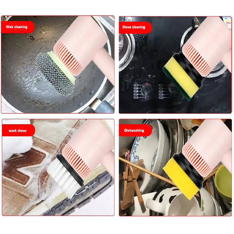 Escova de limpeza elétrica sem fio, USB Recarregável, Automático, Cozinha, Lavagem de louça, Banheira, Azulejo.