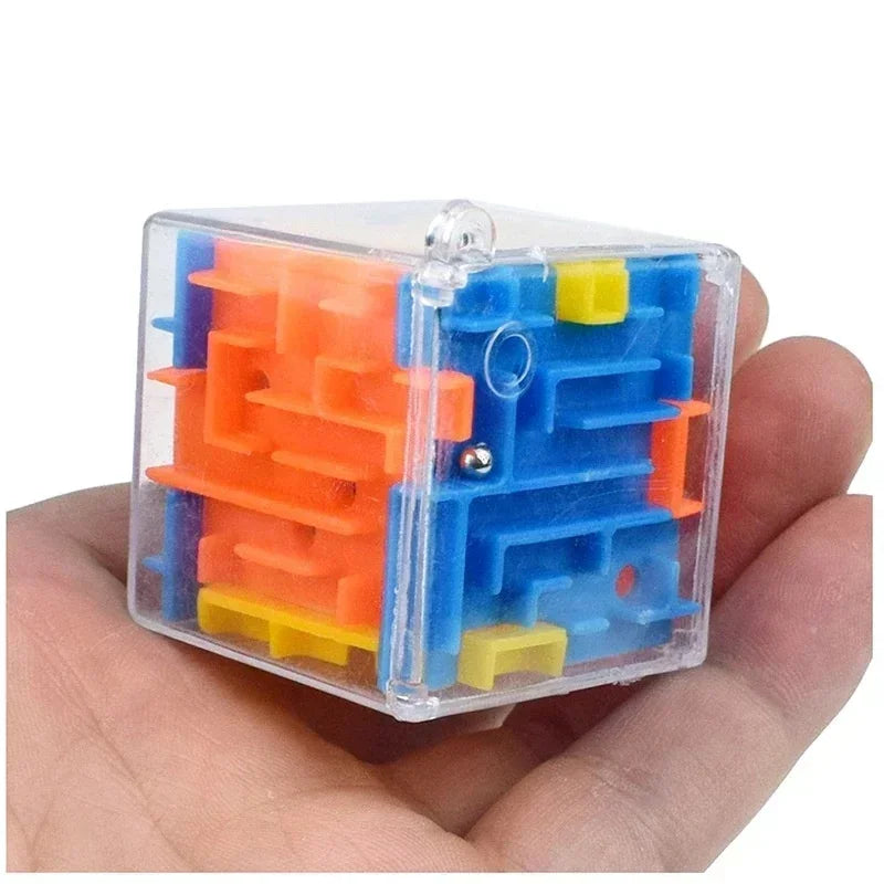 Cubo mágico transparente de 6 lados para crianças, quebra-cabeça 3d,bola rolando.