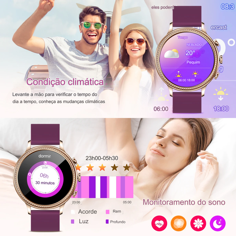 LIGE-Relógios inteligentes de luxo para mulheres, chamada bluetooth
