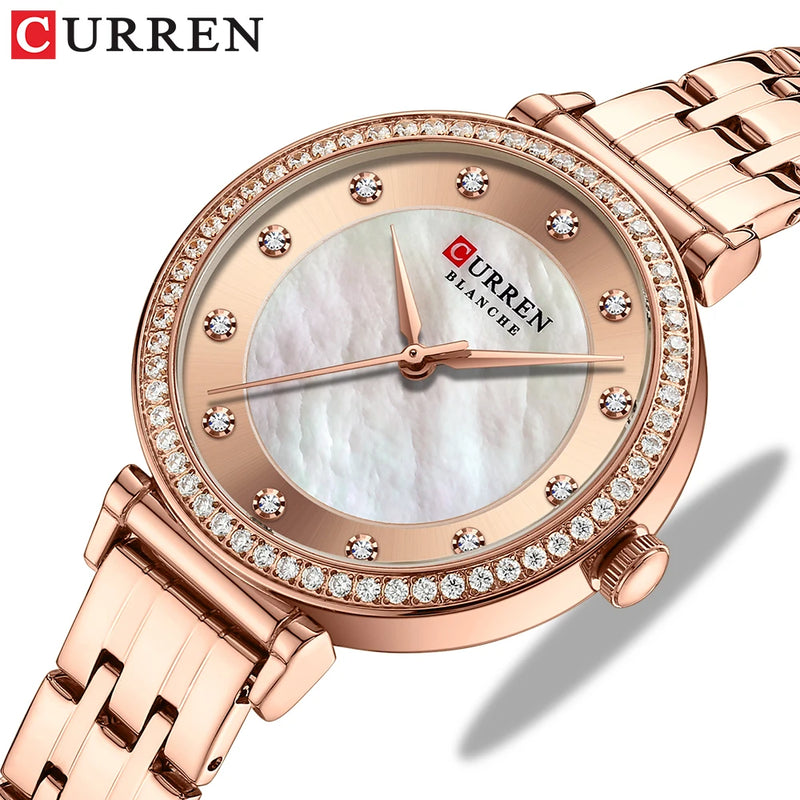 CURREN relógio feminino de strass de luxo