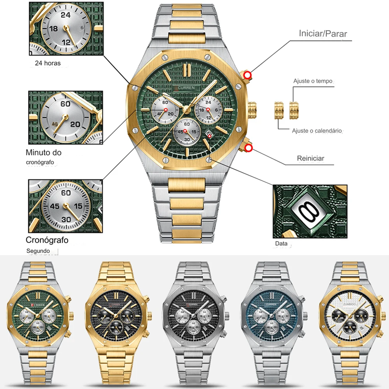 Relógio Curren moda quartzo quadrado design dial esportes
